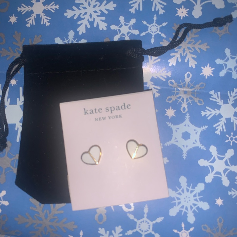 Kate Spade heritage spade earrings white/gold NEW
